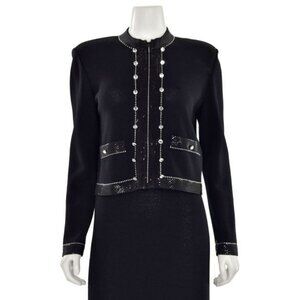 St. John Evening Paillette Trimmed Jacket By Marie Gary Black Size 8